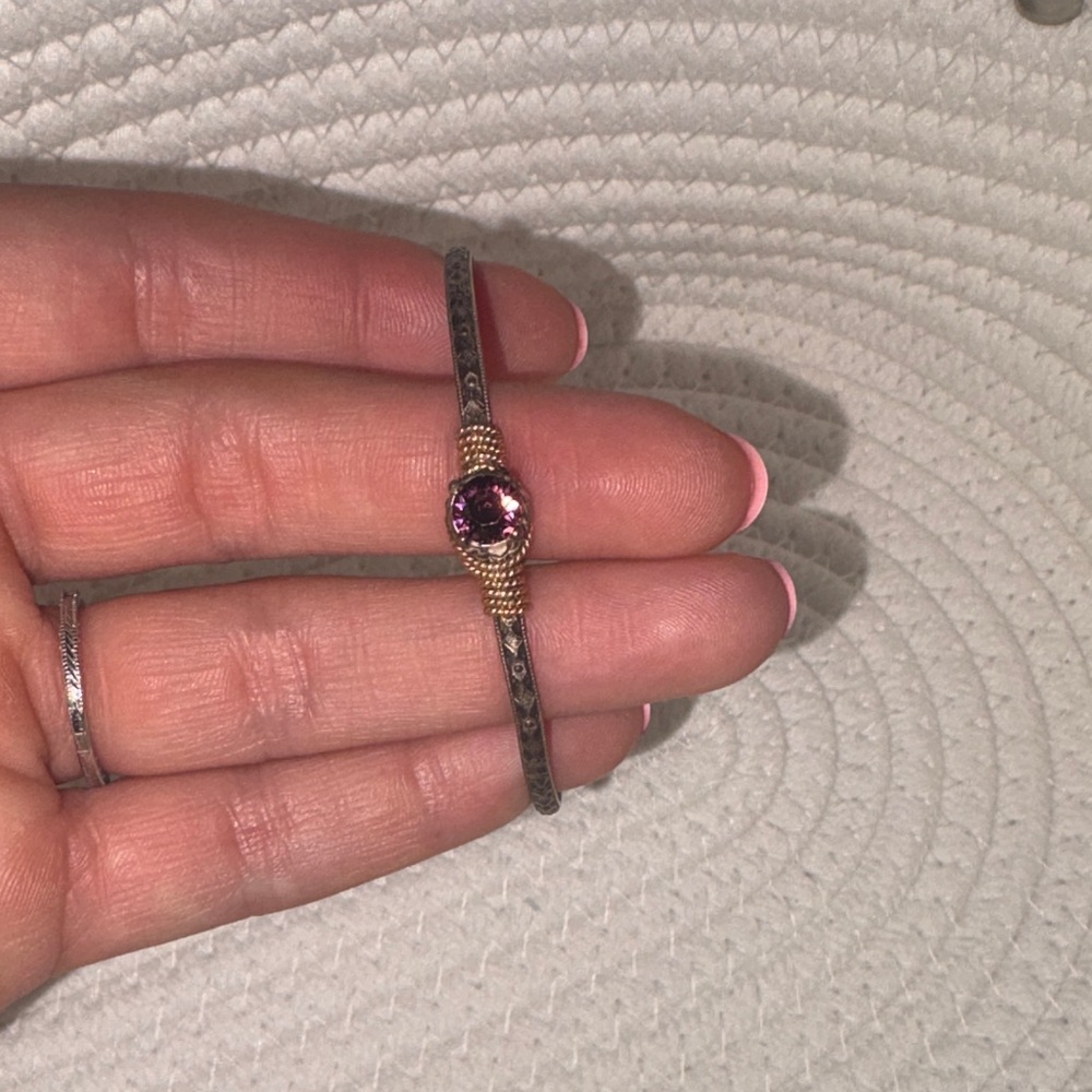 Delicate Purple Gemstone Bangle Bracelet